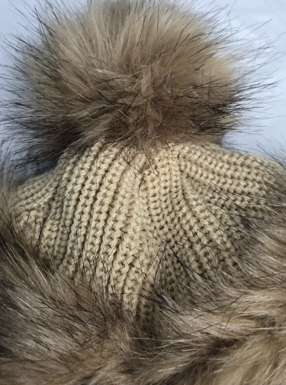 Fluffy Furs Faux Fur Trapper Hat Brown Pom Pom Ear Flaps Made in EU Winter